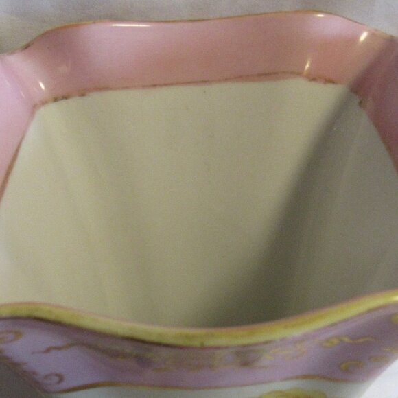 Vintage Noritake Wreath M Mark 4 Toed Vase Hand Painted Floral Pink & Gold J489 - Picture 6 of 10